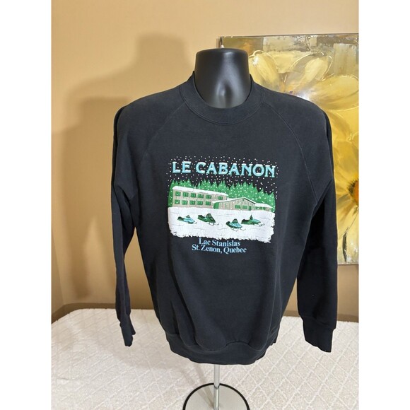 Vtg Anvil 80s USA Made Le Cabanon Lac Stanislas St Zenon Quebec Sweatshirt Large - Picture 16 of 16